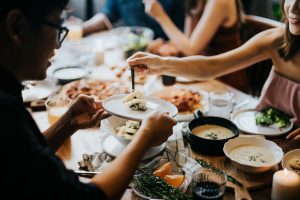 People enjoying a meal together.